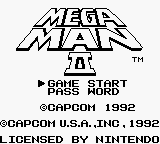 Mega Man 2 title screen for GameBoy